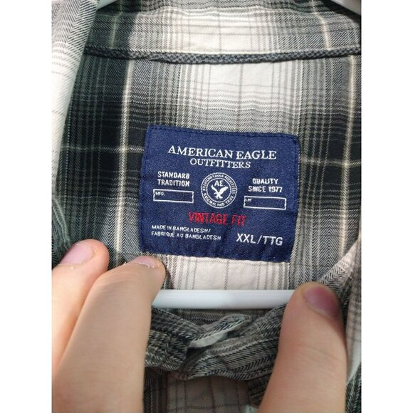 American Eagle Shirt Mens XXL 2XL Plaid Vintage Fit Pearl Snap Long Sleeve - Picture 6 of 8